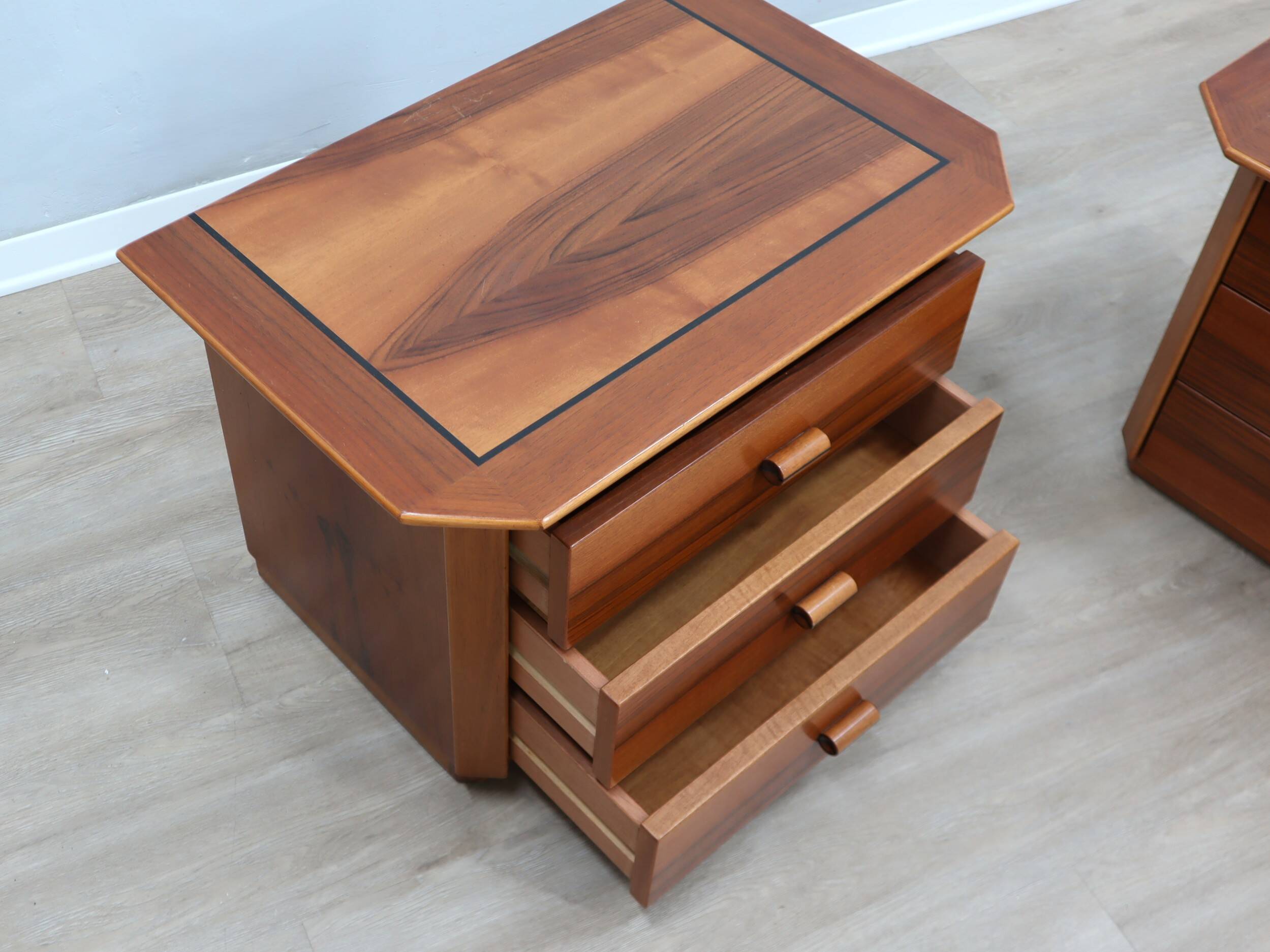 Pair of solit walnut nightstands bedside table late 1970s