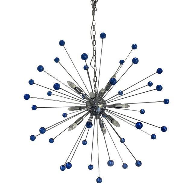 Contemporary Blue “Star” Murano Glass Sputnik Chandelier