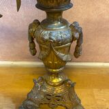 Pair of gilded bronze church candelabras.