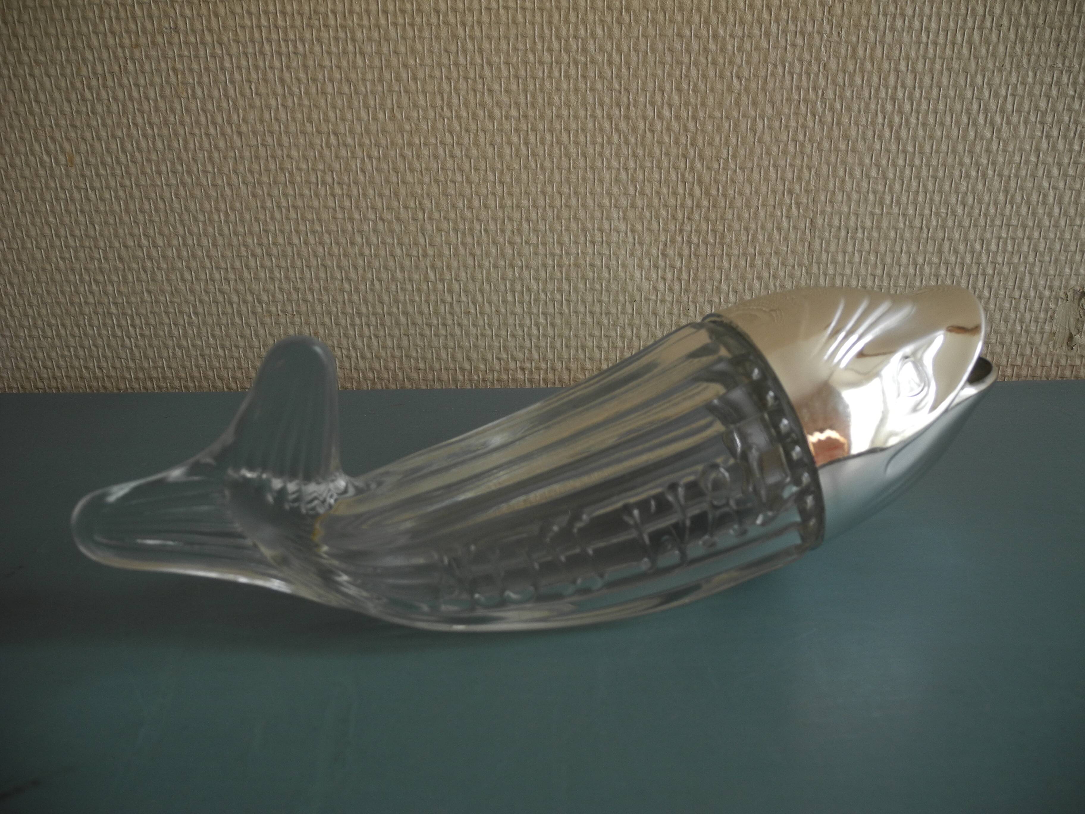 vintage glass fish nut dispenser whale table art