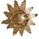 Vintage sunburst ceiling light, gold, floral pattern, 50s brutalism