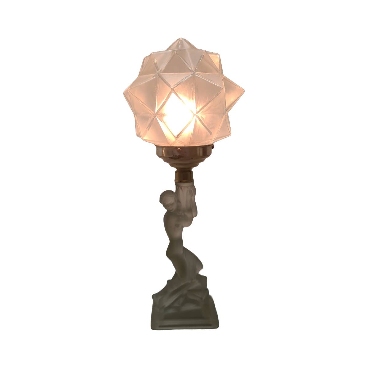 Art Deco Table Lamp With Half Naked Woman, 1930s