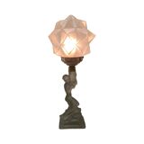 Art Deco Table Lamp With Half Naked Woman, 1930s