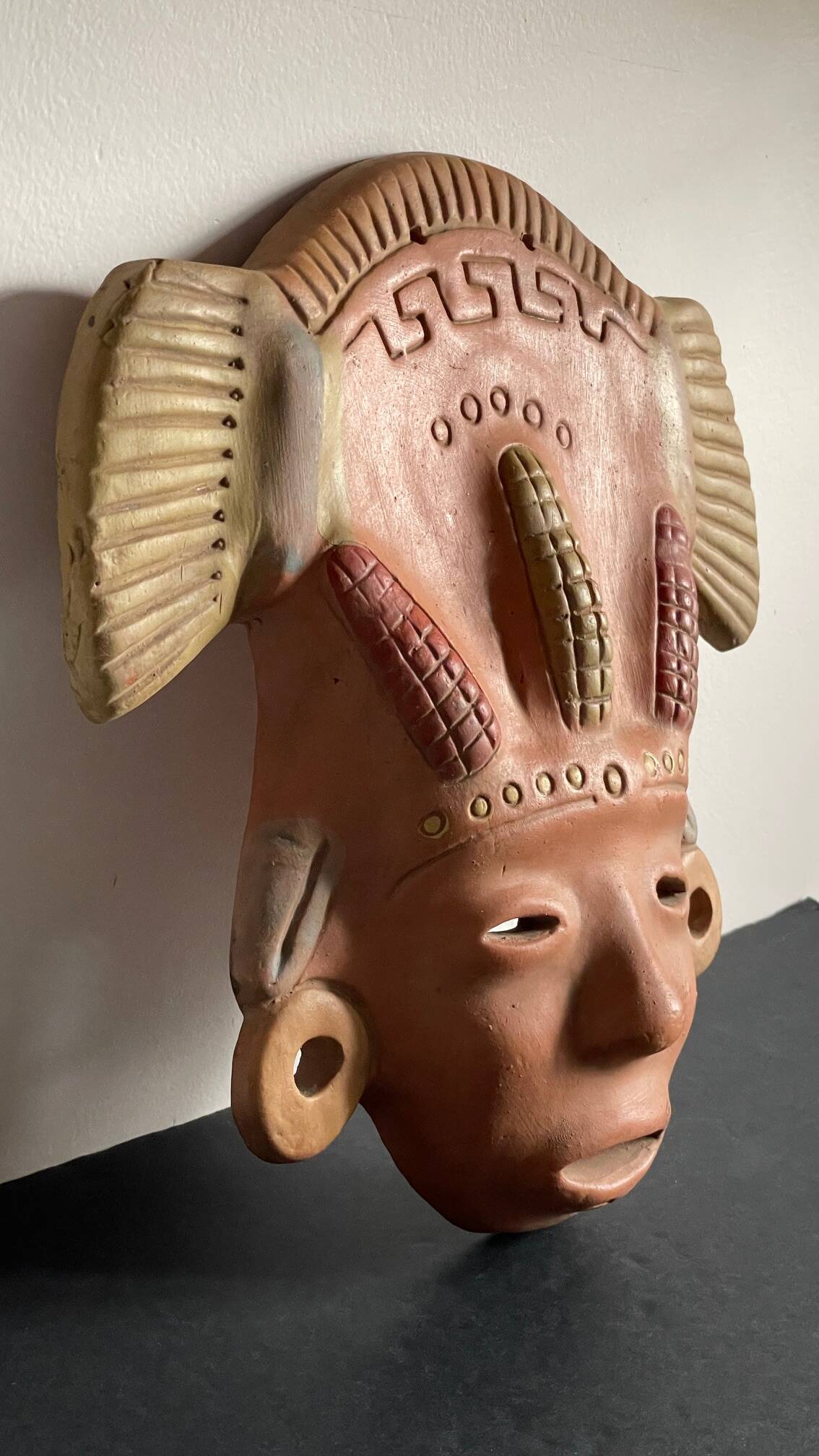 Masque terre cuite reproduction vintage mexique