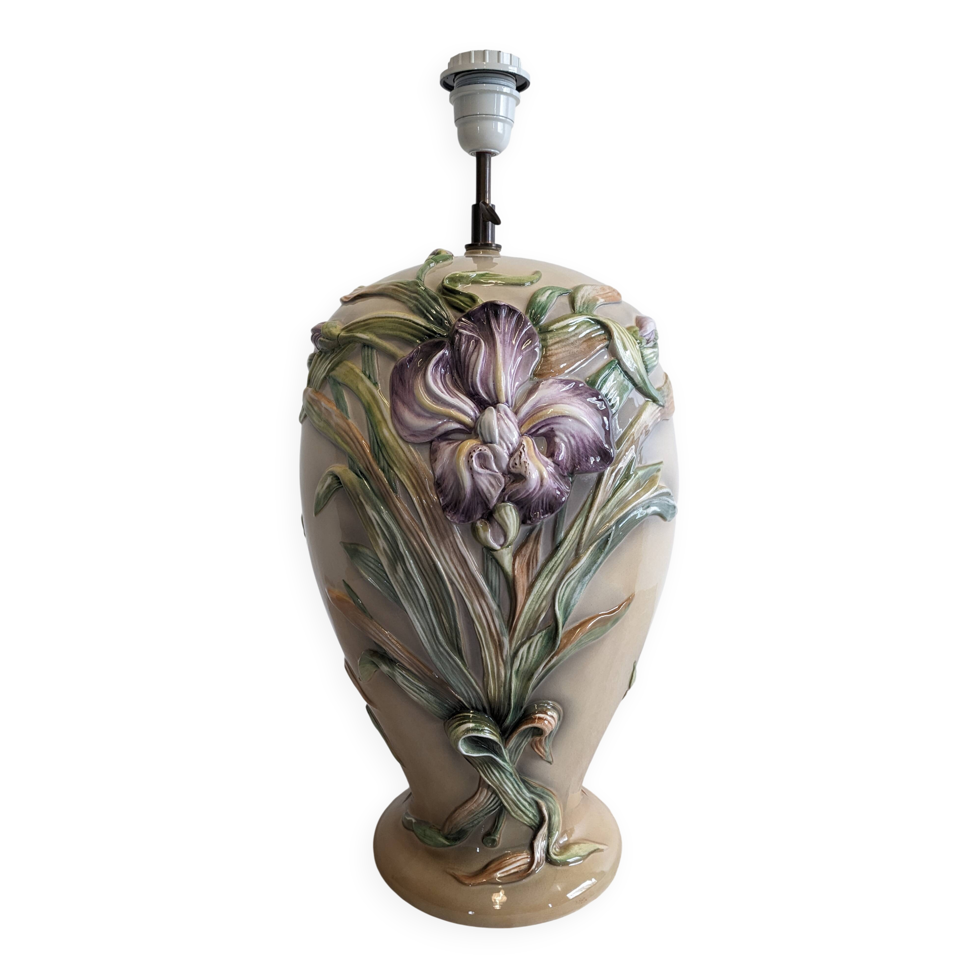 XL lamp base in earthenware from Maison Chaumette, France circa 1980.