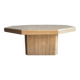 Beige Travertine Sculptural Coffee Table — Hexagonal Solid Natural Stone, Brutalist Design