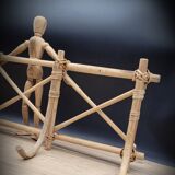 Wall-mounted rattan coat rack 4 hooks