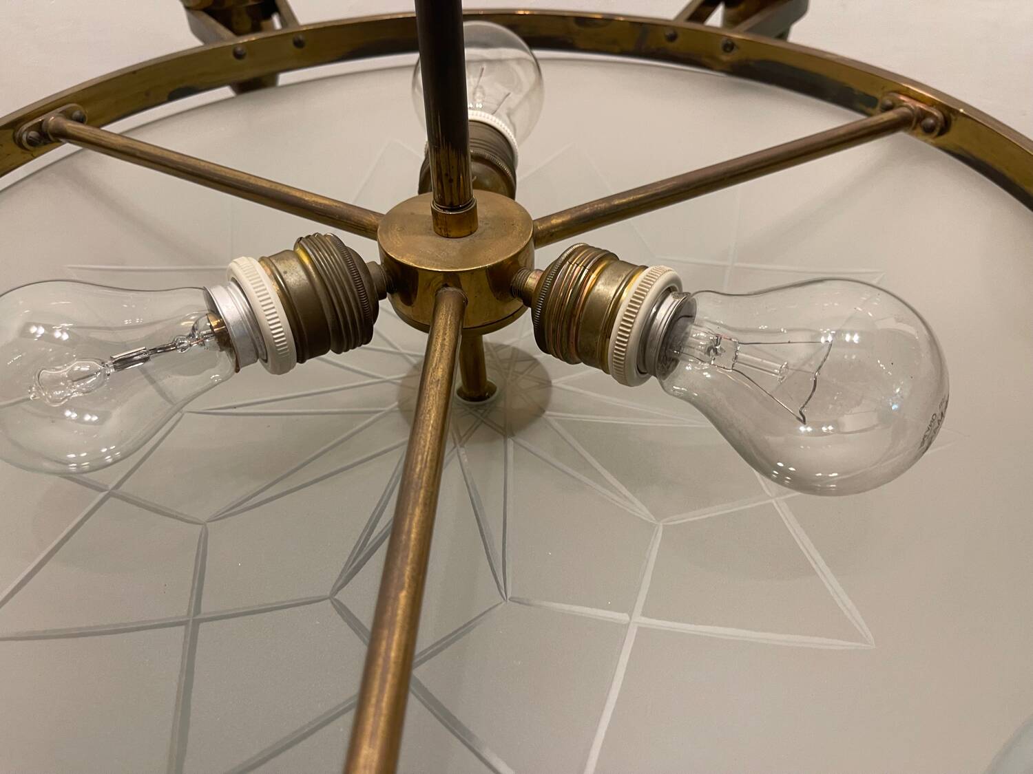 Large Art Deco Bronze Chandelier 1950’s