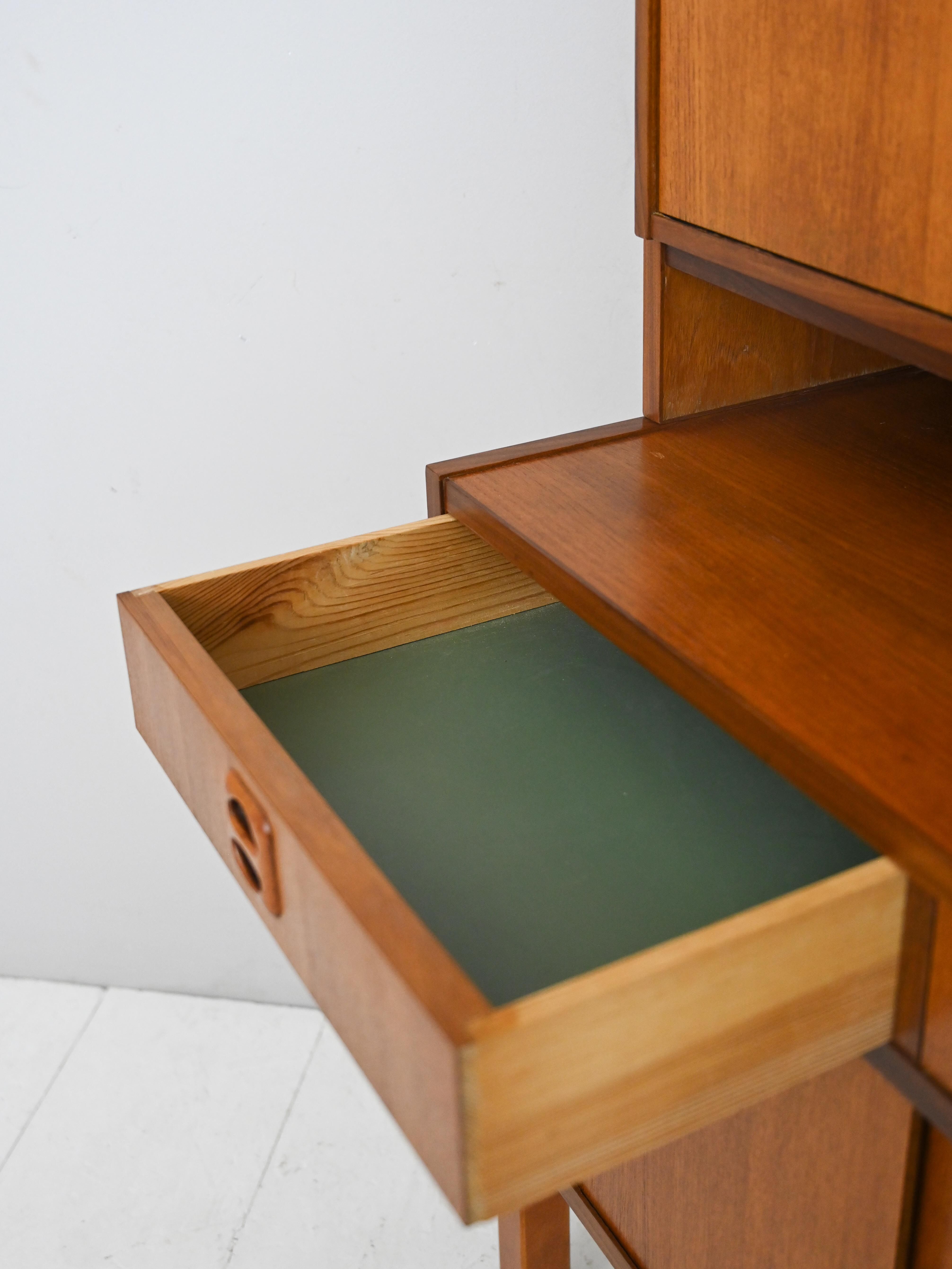 Scandinavian bookcase with bar compartment