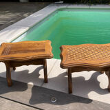 Set of 2 stools carved oak very sturdy top quality