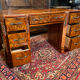 Art deco vintage brocante burr walnut desk carved 1920-1930