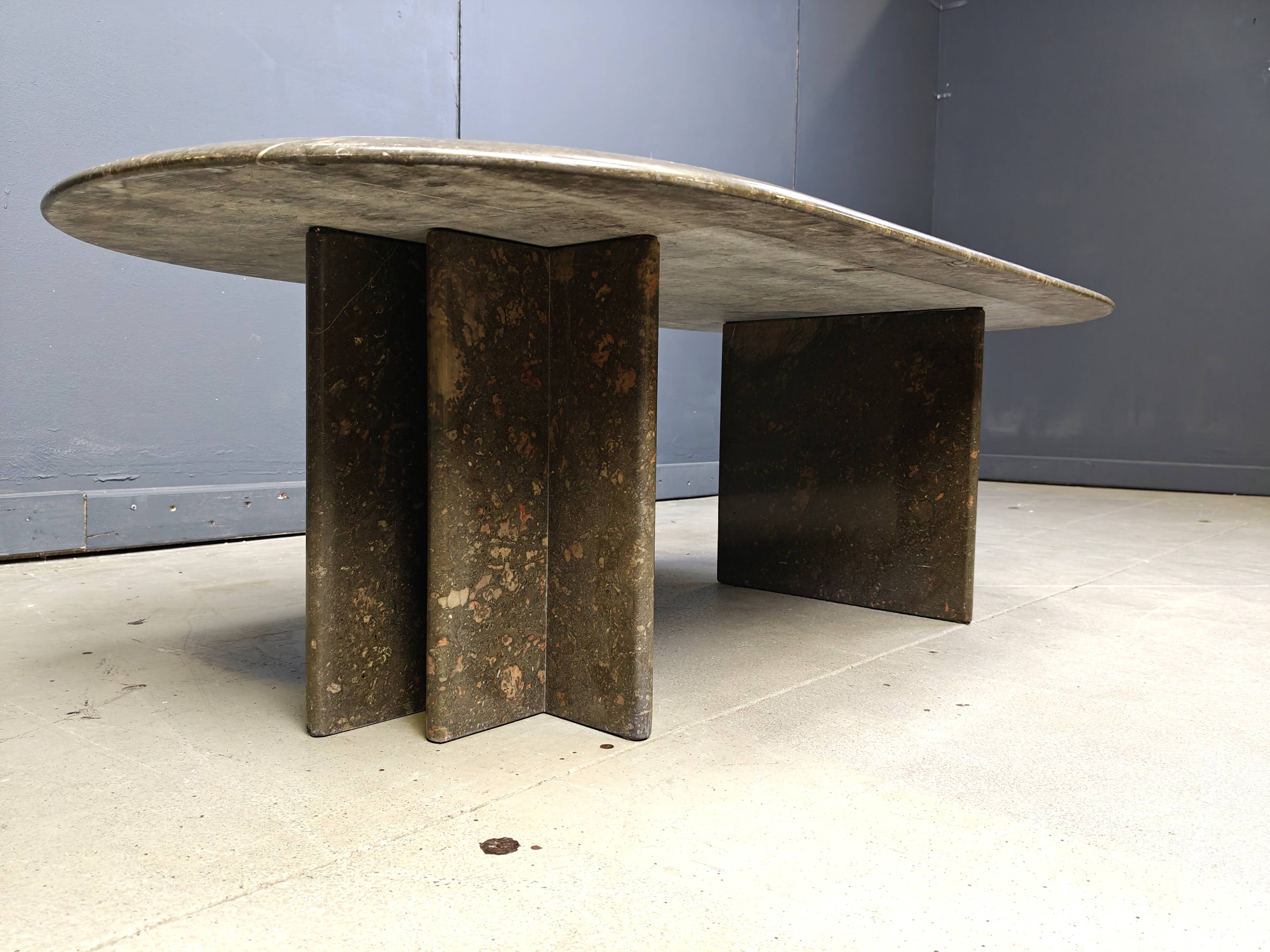 Vintage italian grey marble coffee table, 1970s