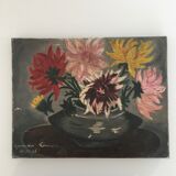 Ancient bouquet of dahlias