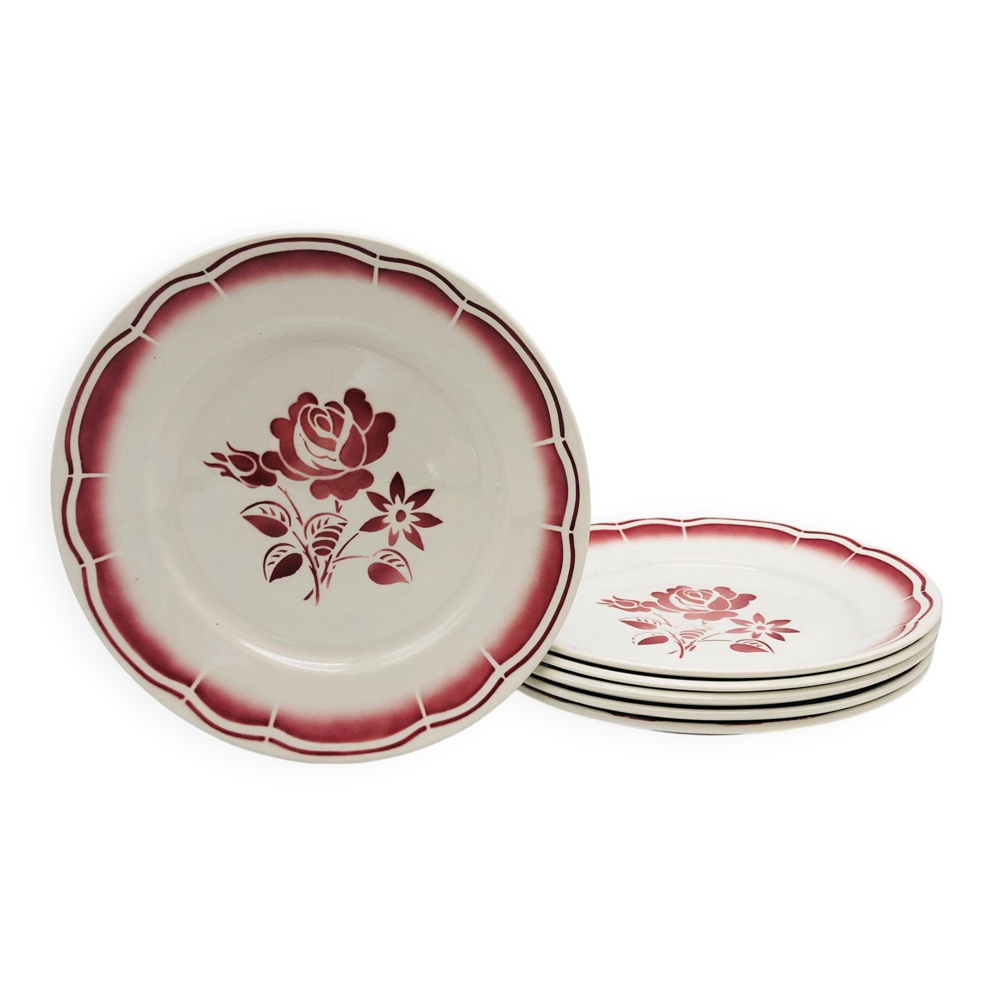 6 “FB” (Fénal Badonviller) dinner plates.