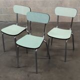 Set of 3 chairs in chrome and light green formica