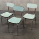 Lot de 3 chaises en formica chrome et vert clair