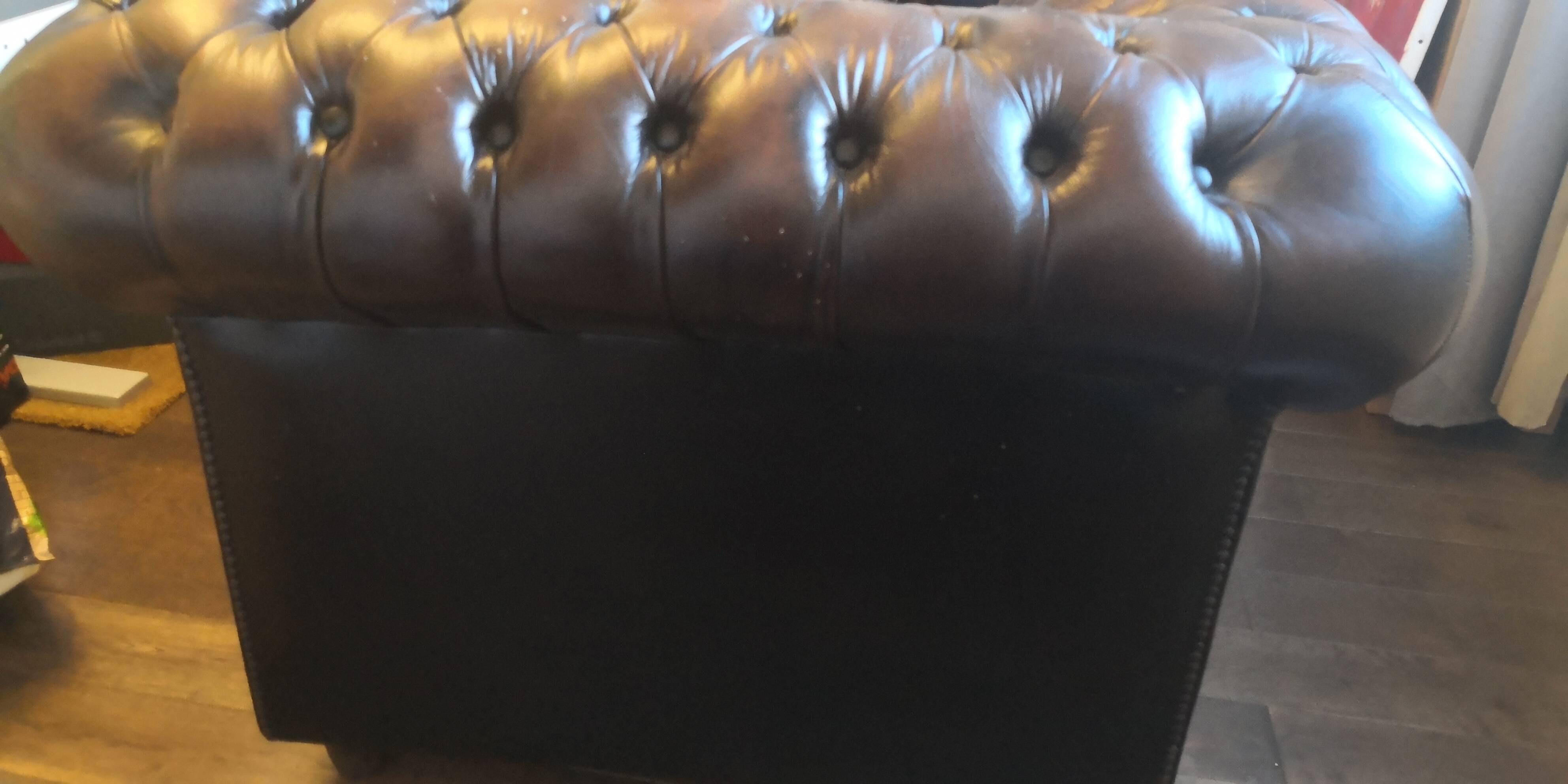 Vintage Brown Leather Chesterfield Tufted Armchair