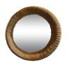 Miroir rond en rotin