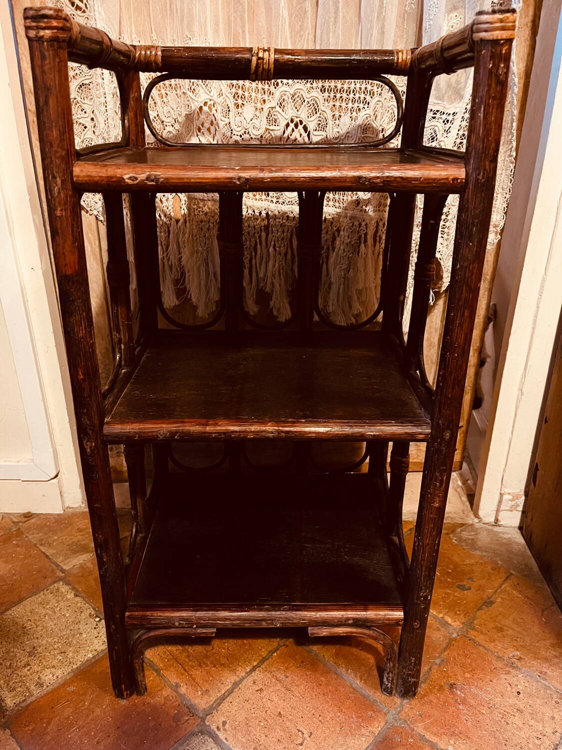 Vintage rattan shelf