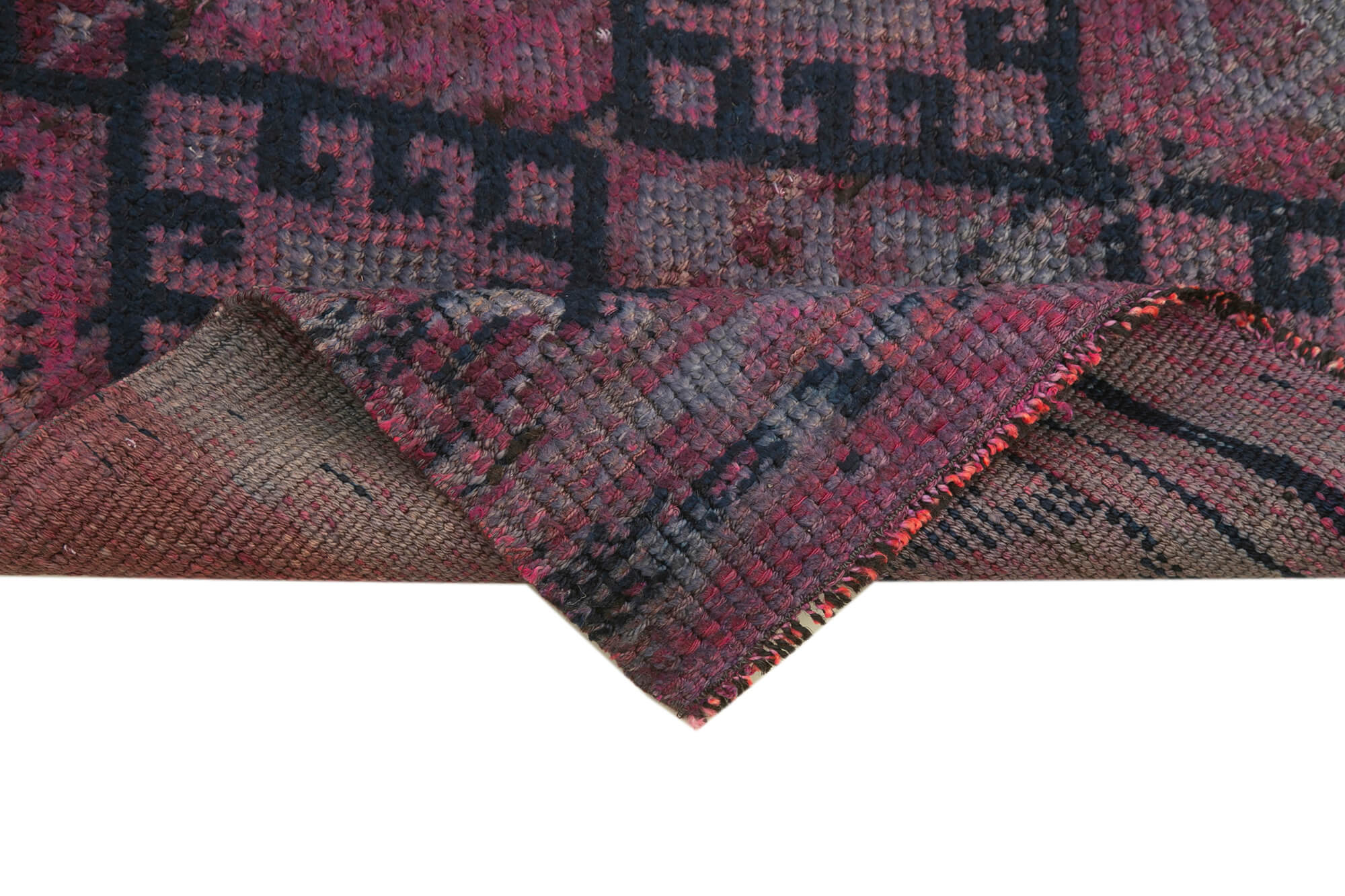 Handwoven vintage anatolian purple runner rug 78 cm x 311 cm