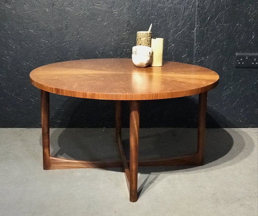 Mid-century round teak collection Starburst coffee table by Tom Robertson for McIntosh