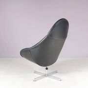 1960s swivel easy chair on chrome crossbase with black skai seat / Rudolf Wolf / Rohé, Netherlands