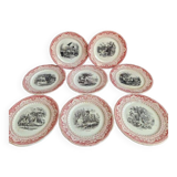 Set of 8 "Month" ceramic talking plates Digoin Sarreguemines