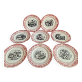 Set of 8 "Month" ceramic talking plates Digoin Sarreguemines