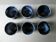 Set of 6 cups in blue enamelled stoneware