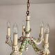 Handgeformt vergoldet vintage Porzellan Kronleuchter Capodimonte 1960er