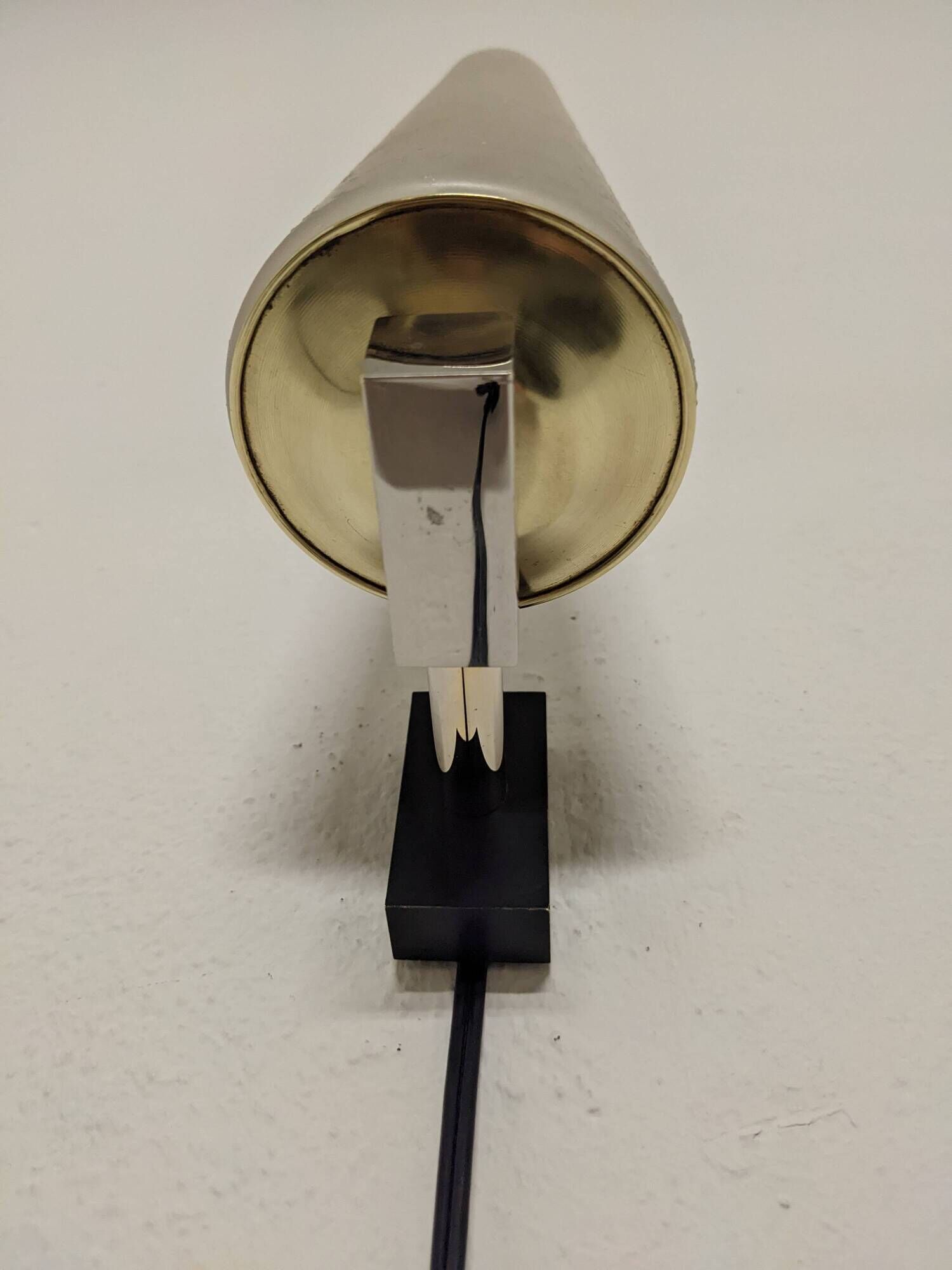 Modernist wall light in glass and brass by Maison Arlus, France circa 1950.