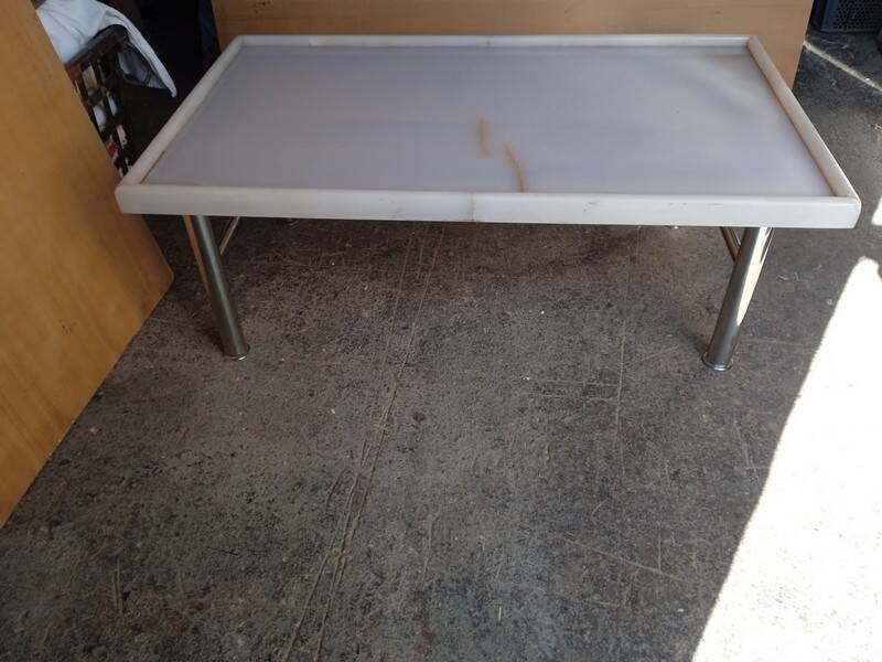 chrome metal and onyx marble coffee table, 1970s