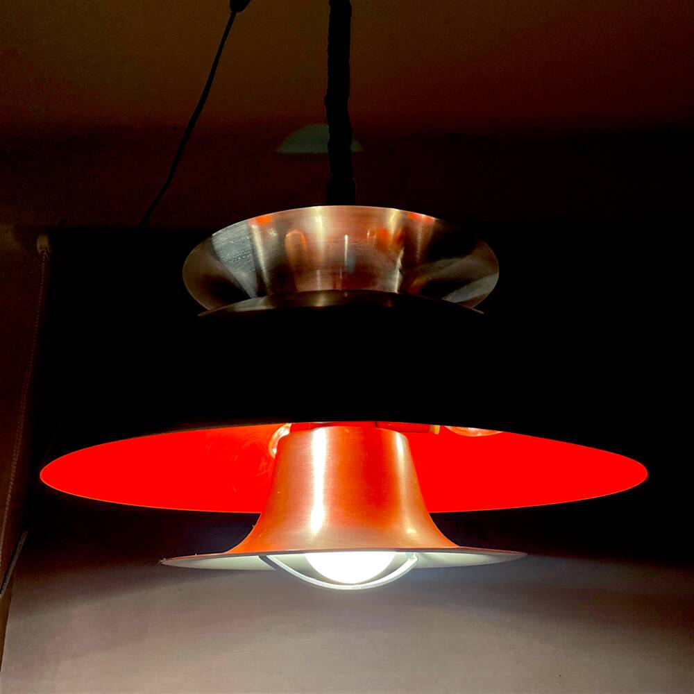 Scandinavian Danish aluminium 4-light hanging lamp