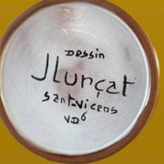 Terracotta plate, Jean Lurçat decorated with a rooster and foliage.