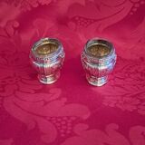 Pair of solid silver salt cellars. Louis XVI.