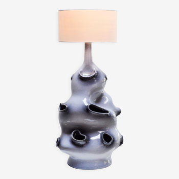 French ceramic glazed sculptural table lamp, 1970s