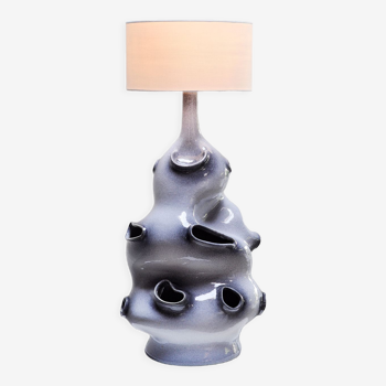 Lampe de table sculpturale émaillée en céramique française, années 1970