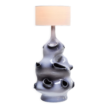 French ceramic glazed sculptural table lamp, 1970s