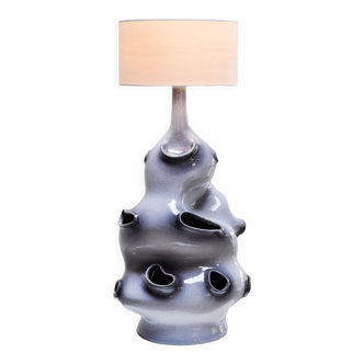 French ceramic glazed sculptural table lamp, 1970s