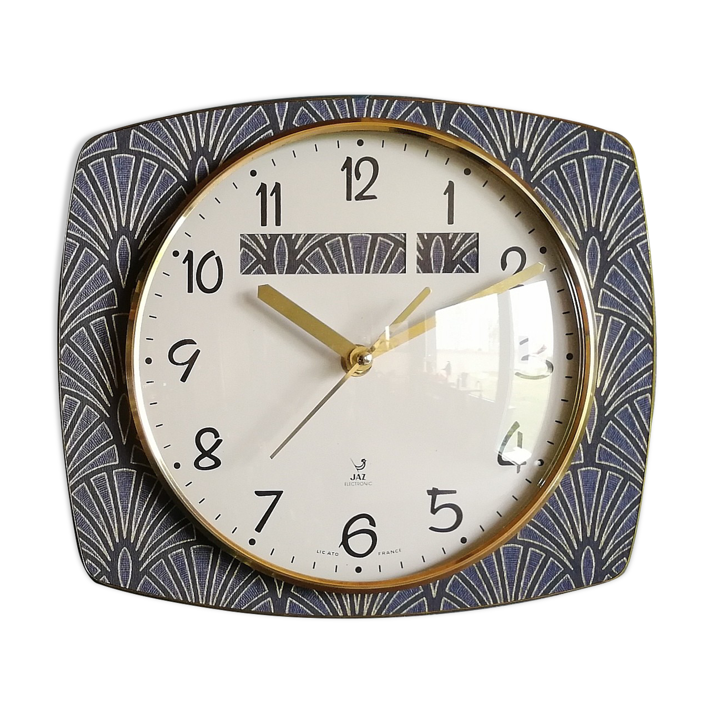Vintage clock silent wall clock "Jaz blue gold"