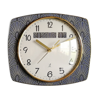 Vintage clock silent wall clock "Jaz blue gold"