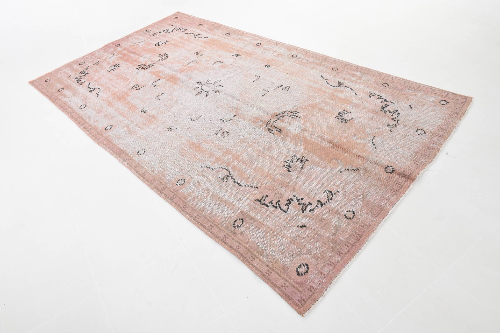 6x10 Soft Vintage Rug, Geometric Style Wool Vintage Rug, 175x304 Cm