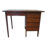 Beau bureau vintage années 70 - couleur chêne - 5 tiroirs et 1 clé - Style scandinave