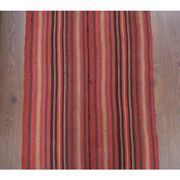 Vintage Turkish hand-knotted wool cotton red kilim runner rug 75x312