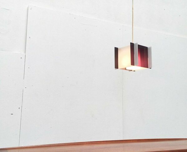 Suspension cube en acrylique style espace mid-century, 1960s