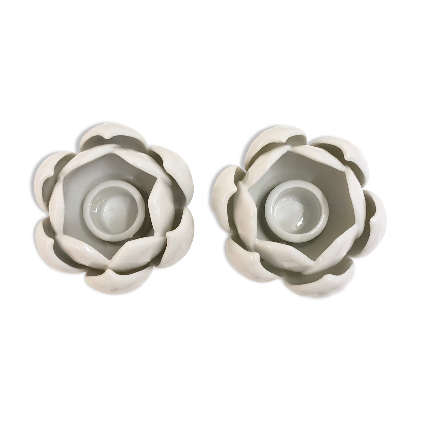 Duo of porcelain candlesticks