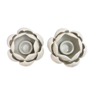 Duo de bougeoirs en porcelaine