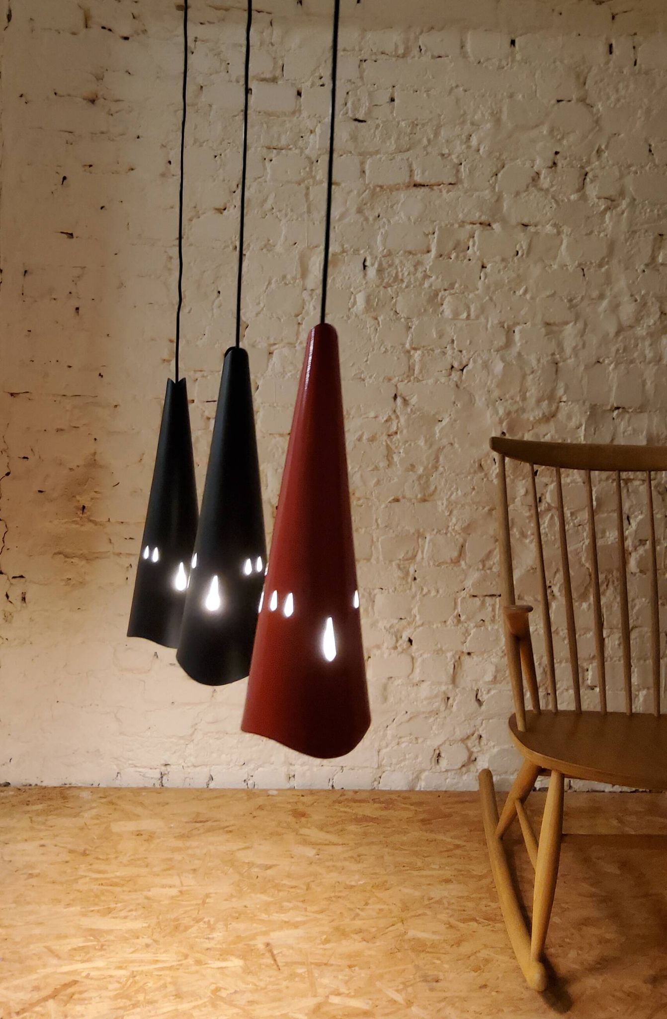 Vintage perforated metal suspensions
