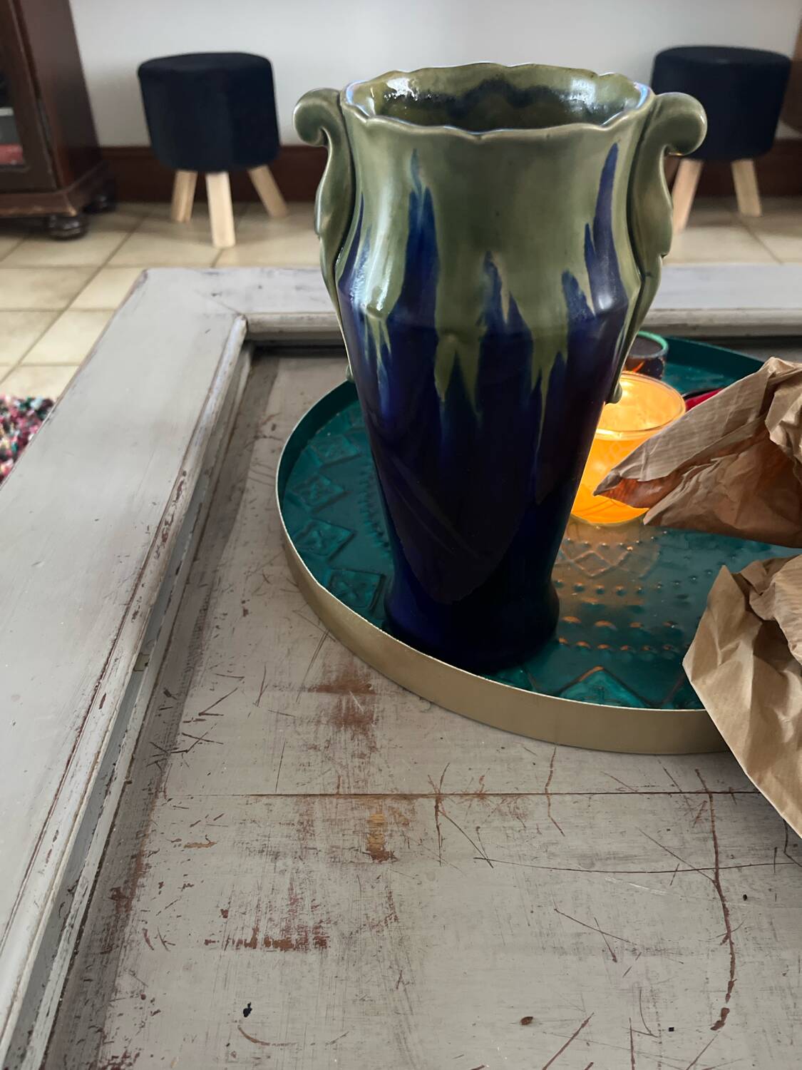 Art Deco blue vase