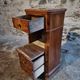 French antique bedside table in oak with walnut burl veneer, circa 1900.